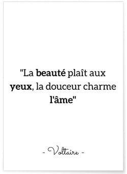 Affiche Voltaire : 'La beauté plait aux yeux...' | A3 : 29,7x42cm
