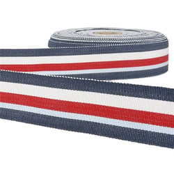 Disquette 25m ruban gros grain stripes Bleu Marine
