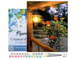 Peinture par Numéro Figured'Art avec Cadre - Lanterne sous le porche - Kit de Loisir Créatif DIY Numéro d'Art - 40x50cm toile tendue sur châssis
