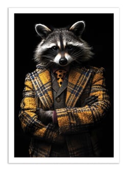 Affiche 50 x 70 cm -  Raccoon Wild Suits - Philippe Hugonnard