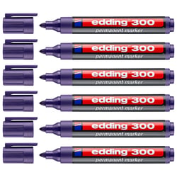 Lot de 6 marqueurs permanents EDDING 300, pointe ronde 1,5-3 mm, violet