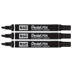 Lot de 3 marqueurs permanents - PENTEL - N60 - Pointe biseautée 1,5 - 5,5 mm - Noir