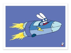 Affiche 50 x 70 cm -  Super Rabbit Rocket - Simon Super Rabbit