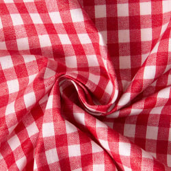 Tissu toile de Coton enduit Carreaux Rouge sur fond Blanc