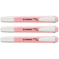 Lot de 3 surligneurs de poche pointe biseautée 1-4 mm - STABILO - Rose - Swing Cool Pastel Edition