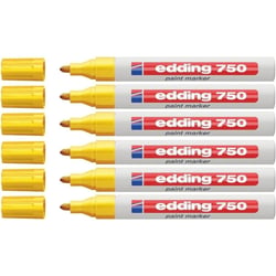 Lot de 6 Marqueurs Peinture Brillante 750 Jaune Pointe Ronde 2-4 mm EDDING