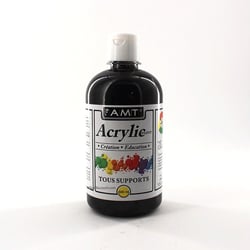 Peinture Acrylique en bouteille noir 500ml - Amt