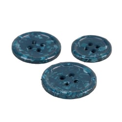 Lot de 3 boutons rond 4 trous bouteilles recyclées bleu pétrole