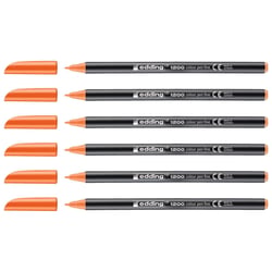 Lot de 6 feutres de coloriage pointe fine - EDDING - Orange - 1 mm