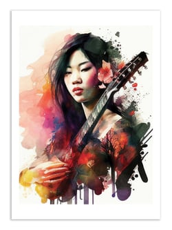Affiche 50 x 70 cm -  Watercolor Musician woman - Chromatic fusion studio