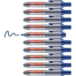 Marqueur tableau blanc rétractable EDDING - Pointe ronde 1,5-3 mm - Bleu - Lot de 10