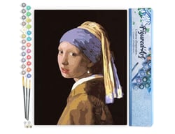Peinture par Numéro Figured'Art - Vermeer La Jeune Fille à la Perle - Kit de Loisir Créatif DIY Numéro d'Art Complet - 40x50cm sans châssis en bois
