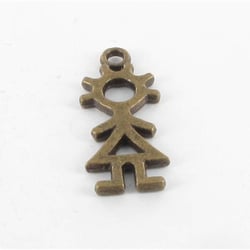 MégaCréa - Breloque en métal bonhomme fille Bronze (10 pièces)