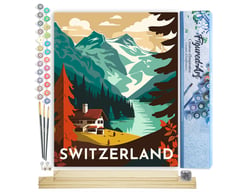 Peinture par Numéro Figured'Art - Affiche Vintage Berne - Kit de Loisir Créatif DIY Numéro d'Art Complet - 40x50cm toile roulée + châssis en bois à monter