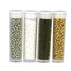 MégaCréa DIY - Perle Rocaille tubes 8 g Blanc Argent Or Noir 4 pièces