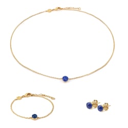 Collier, bracelet et boucles d'oreilles Aurora en pierres Lapis-lazuli - Sloya
