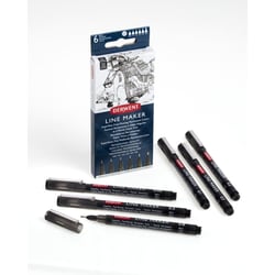 Derwent - Marqueur Calibré Derwent Line Maker 6 fineliners encre noir