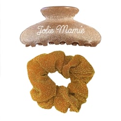 Pince à cheveux et chouchou pailletés jolie mamie