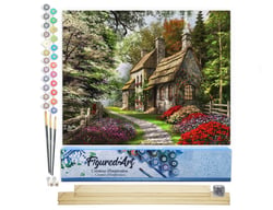 Peinture par Numéro Figured'Art - Paysage de campagne - Kit de Loisir Créatif DIY Numéro d'Art Complet - 40x50cm toile roulée + châssis en bois à monter