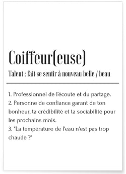 Affiche Définition Coiffeur | A3 : 29,7x42cm