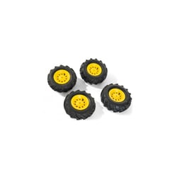 Trac Air Tyres 4 Pneus de Tracteur Noir et Jaune - Rolly Toys