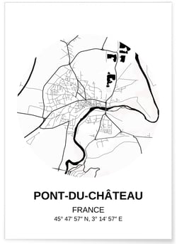 Affiche Carte Pont-du-Château | A3 : 29,7x42cm