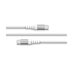 Force Power Câble USB-C vers USB-C 3A Renforcé Réversible Charge et Synchronisation 2m Blanc