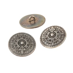 Bouton boussole argent vieilli 23mm