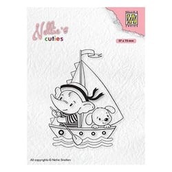 Tampon transparent scrapbooking Nellie's choice BATEAU ELEPHANT CHIEN 010