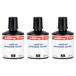 Lot de 3 recharges d'encre pour marqueur permanent EDDING T100 ml - Noir