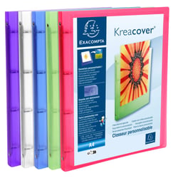 Classeur 4 anneaux 15mm polypropylène chromaline 5/10e Krea Cover - A4 - Couleurs assorties - x 20 - Exacompta