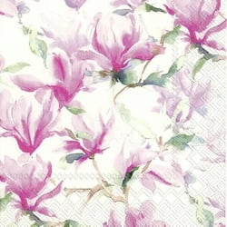 Lot de 4 serviettes en papier découpage collage 33 cm FLEUR MAGNOLIA F 6050