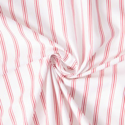 Tissu Coton imprimé Arty rayures Rouge sur fond Blanc