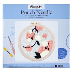 Figured'Art Punch Needle Kit Complet pour Adultes et Enfants - boules de Gui - Parfait pour Débutant. Set prêt à broder taille 20x20cm avec cadre circulaire