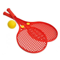 Raquettes de tennis plastique colore + balle en mousse - androni - jeu plein air