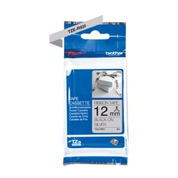 StopRuban en tissu non adhésif brillant noir argent 12 mm  P-Touch - Brother