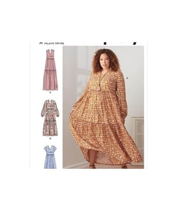 Patron Simplicity 9265.A - Robe ample à étage, froncée sous- poitrine du 32 au 54 (FR) taille n°FR 32-54