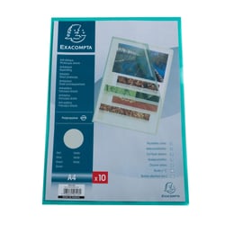 Sachet 10 pochettes coin polypropylène grainé 12/100e - A4 - Vert - x 10 - Exacompta