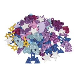 Caoutchouc mousse Fable Mix Paillettes, 3 - 4cm, autocollant, 80 pces