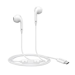 Mayaxess Écouteurs Filaires USB-C avec Micro intégré pour Fairphone 5 Blanc