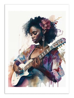 Affiche 50 x 70 cm -  Watercolor Musician woman V2 - Chromatic fusion studio