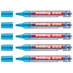 Lot de 5 marqueurs tableaux blancs - EDDING - Pointe ronde 1,5-3 mm - Bleu clair