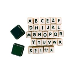 MégaCréa DIY - Tampons en bois Alphabet 1 cm + 2 encreurs