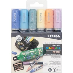 Marqueurs - Indélébile - Permanent - 6 couleurs pastel - Pointe ronde 2mm - Lyra