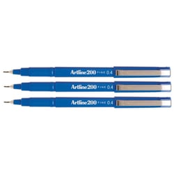 Lot de 3 stylos feutres permanents indélébiles - ARTLINE - Pointe 0,4 mm - Bleu