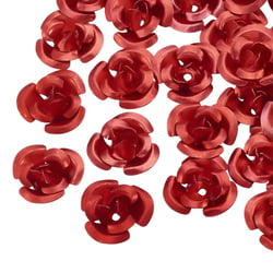 50 PERLES en Métal ALUMINIUM couleur Rouge forme fleur rose 7 mm - creation bijoux