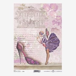 1 feuille de papier de riz 21 x 29,7 cm Itd Collection FEMME CHAUSSURE ECRITURE 0701