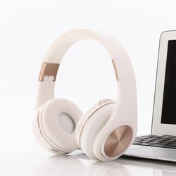 Casque Audio Bluetooth 4.2 Or Super Basse Avec Contrôle Complet Et Lecture Musique Blanc YONIS