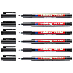 Lot de 6 feutres permanents pointe moyenne 1 mm - EDDING - Noir