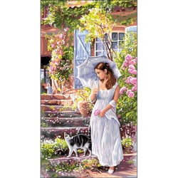 Princesse - Canevas antique La femme à l'ombrelle Rafael Angelo 50x80cm